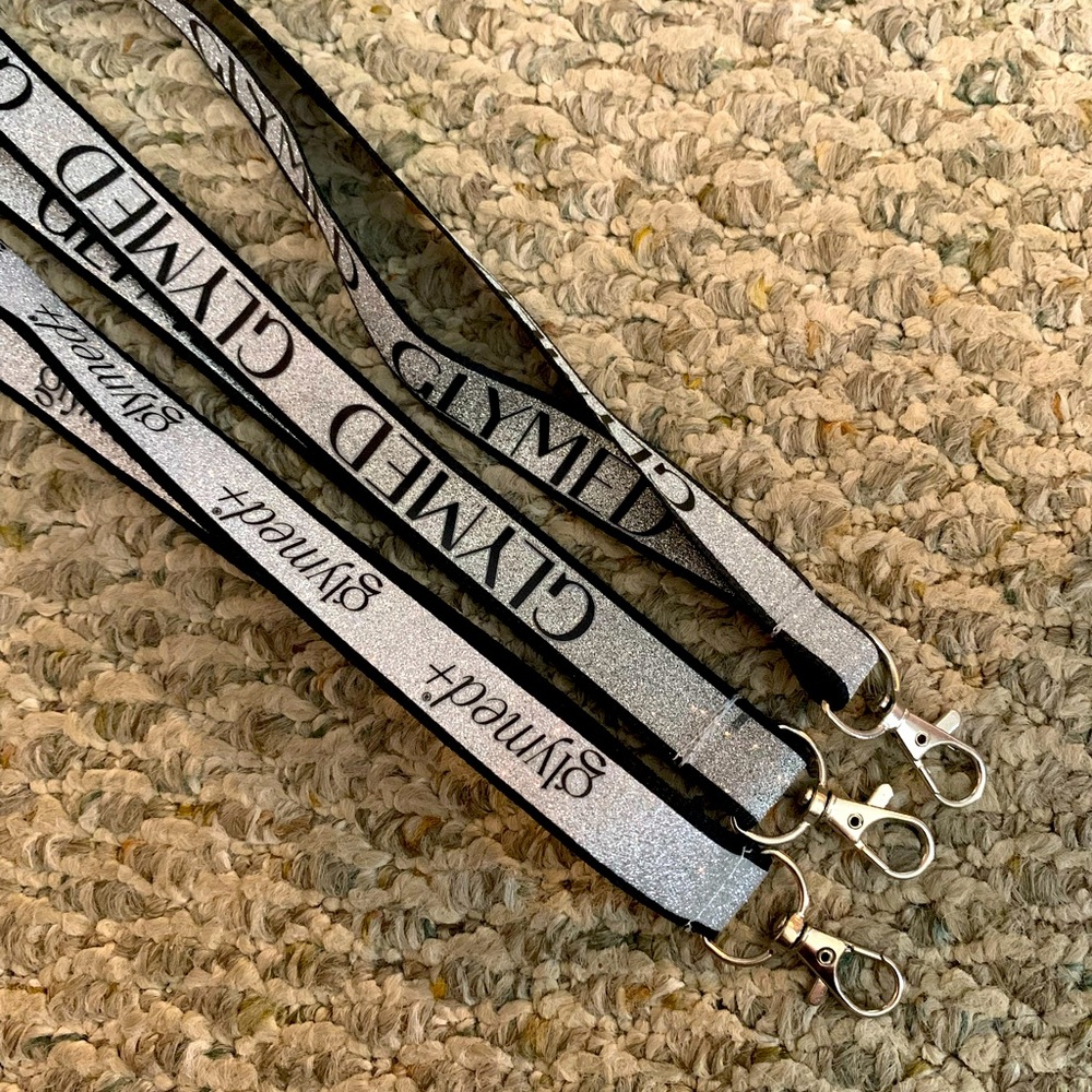 Glymed lanyard glitter silver and black